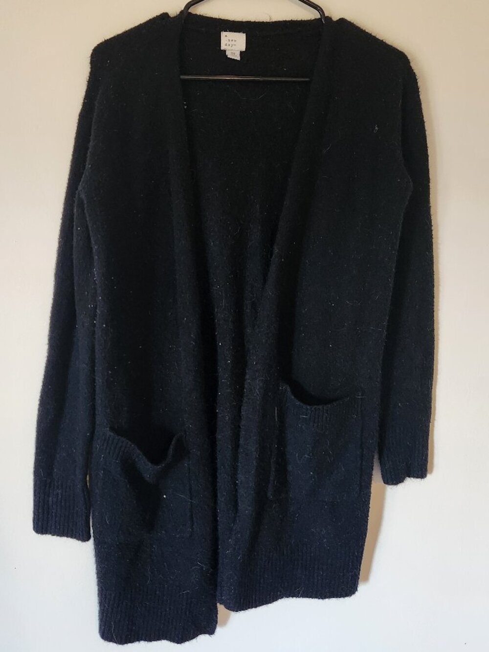 a new day Black, Fuzzy, Knit Cardigan